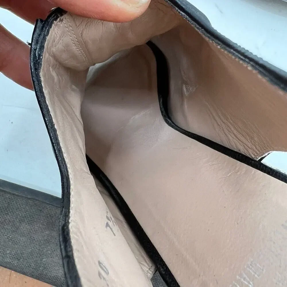 Stuart Weitzman Womens 7.5 Sandal Black Slingback Wedge Espadrille Chain Detail - Picture 12 of 14